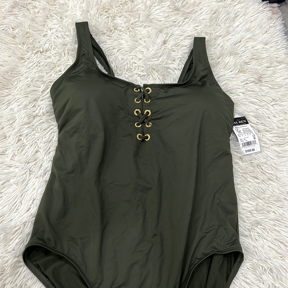 LAUREN RALPH LAUREN Plus Size Lace-Up One-Piece Swimsuit - Picture 2 of 8